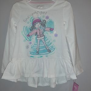 🆕️ Girls Snow Angel Sparkly Ruffled Top Shirt 3-4